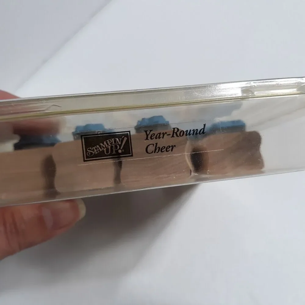 Stampin Up Year Round Cheer 2001 Rubber Stamp Set Thank You Flowers Greetings